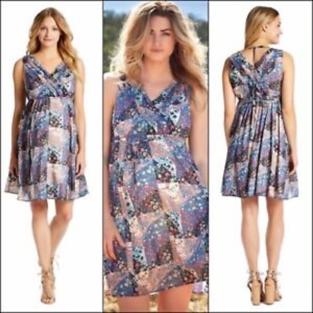 NWT Jessica Simpson Floral Patchwork Print Maternity Dress SZ L